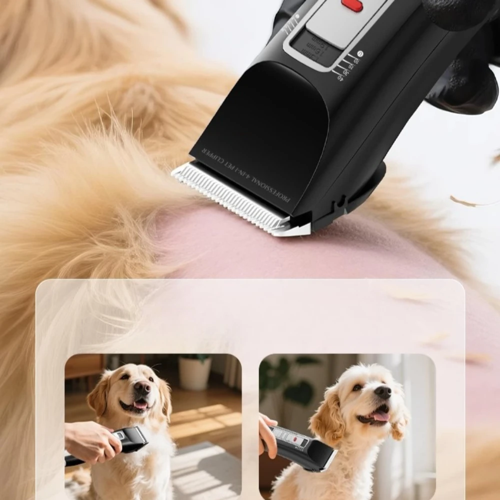Shernbao 660 Pets Hair Clipper Rechargeable Dog Cat Grooming Trimmer 3/6/9/12mm Low Noise Pet Shaver for Pet Salon Use