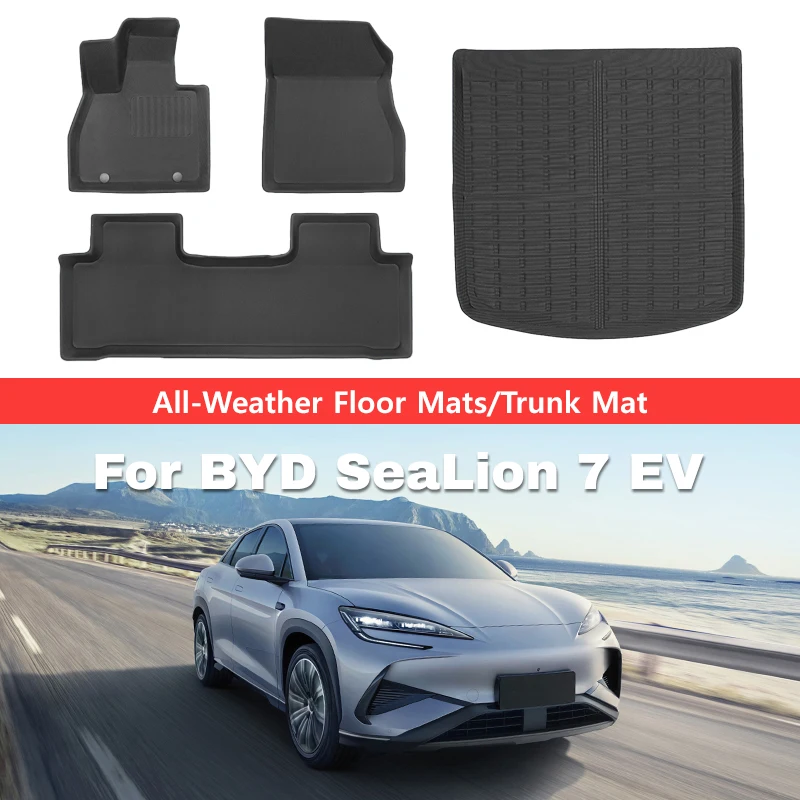 

Автомобильный коврик для BYD SeaLion 7 EV Car 2024 2025 Коврик для багажника Всепогодный противоскользящий водонепроницаемый с левым рулем