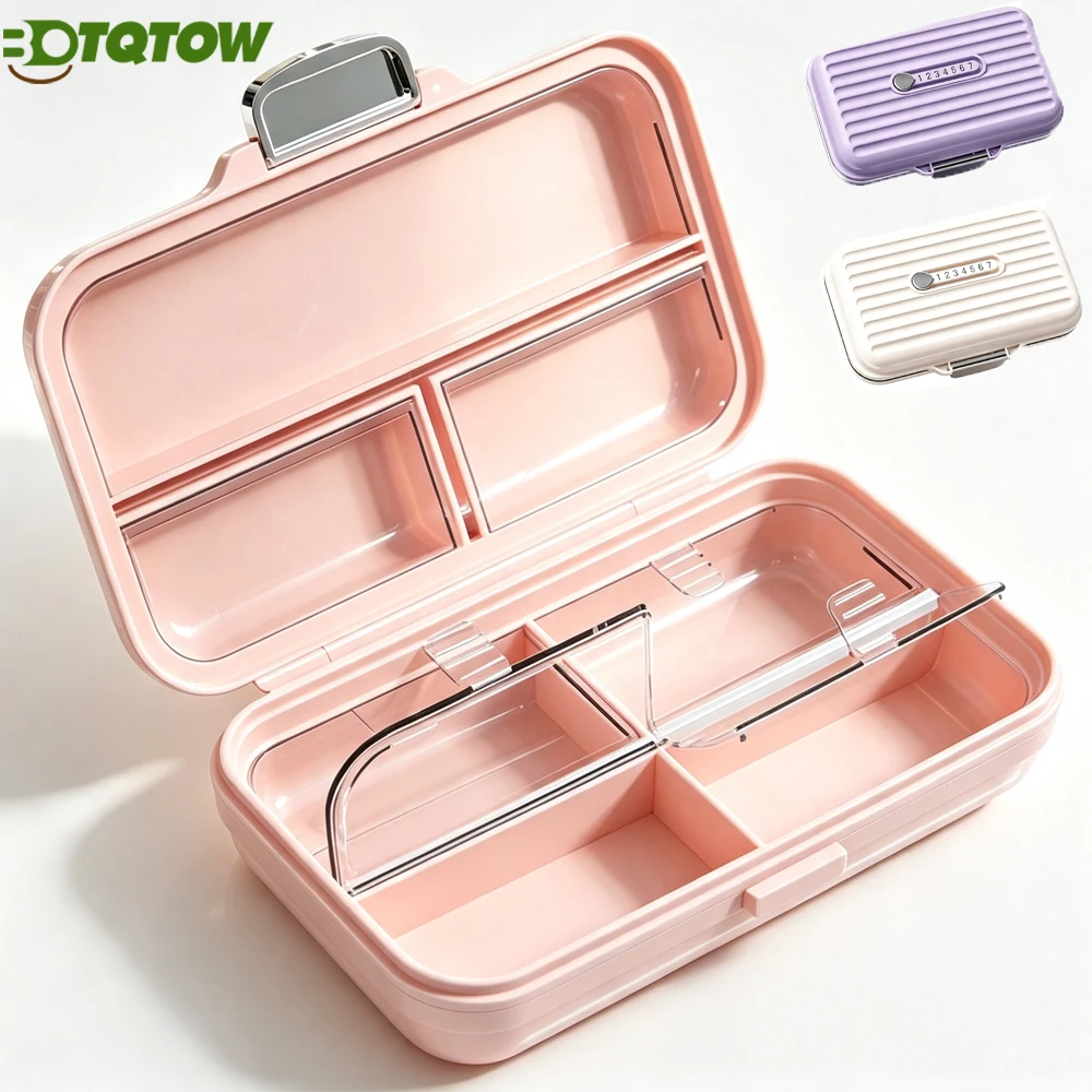 1PCS Weekly Pill Organizer 7 Compartments Airtight Moistureproof Travel Case, Large Portable Medicine Box for Vitamins, Fish Oil