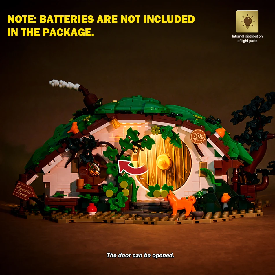 MOC creativo Shire enano casa cabina arquitectura vista a la calle bloques de construcción película clásica construcción ladrillos juguetes para regalo de chico