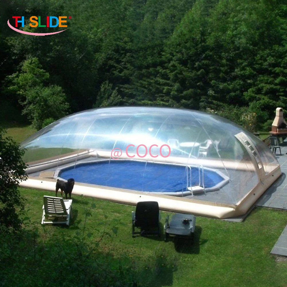 fast air ship,commercial clear tent inflatable pool cover shelter ceiling/Outdoor transparent inflatable pool bubble dome