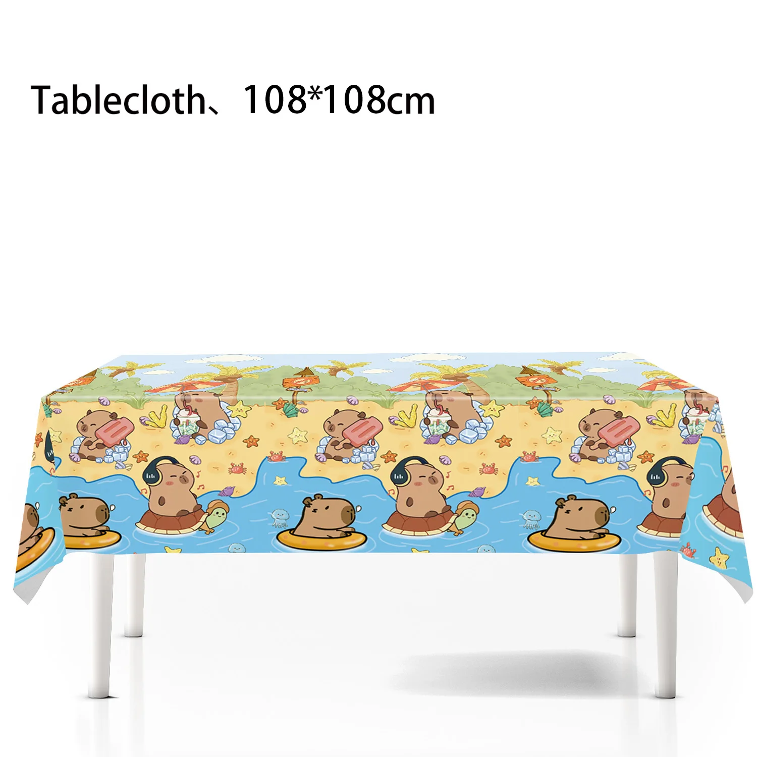 Tablecloth Capybara Birthday Party Cartoon Celebration Disposable Decoration Tablecloth Baby Shower Kids Favor Party Supplie Set