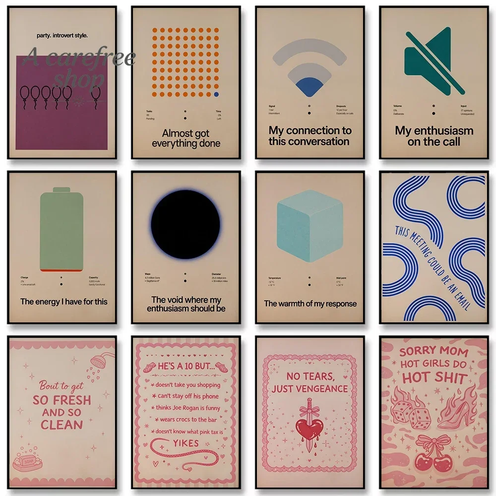 Retro Fun Quotes Productivity Humor Minimalist Workplace Mute Canvas Painting Wall Art Poster Picture Home Decor Mural Cuadro