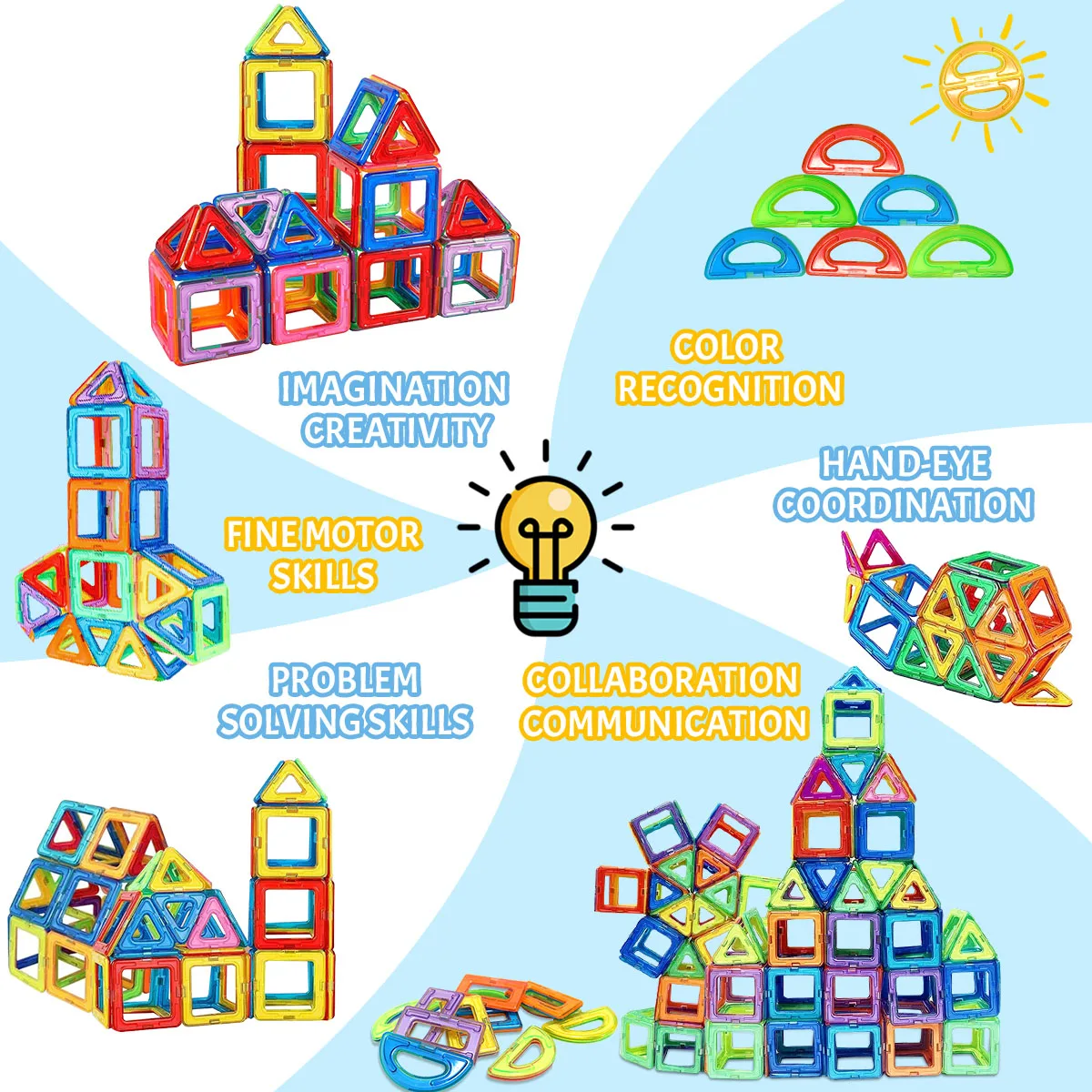 Magnet Toys Big size DIY Magnetic Building Blocks Construction Toys For Kids Building Blocks STEM Toys Learning Educational Toys