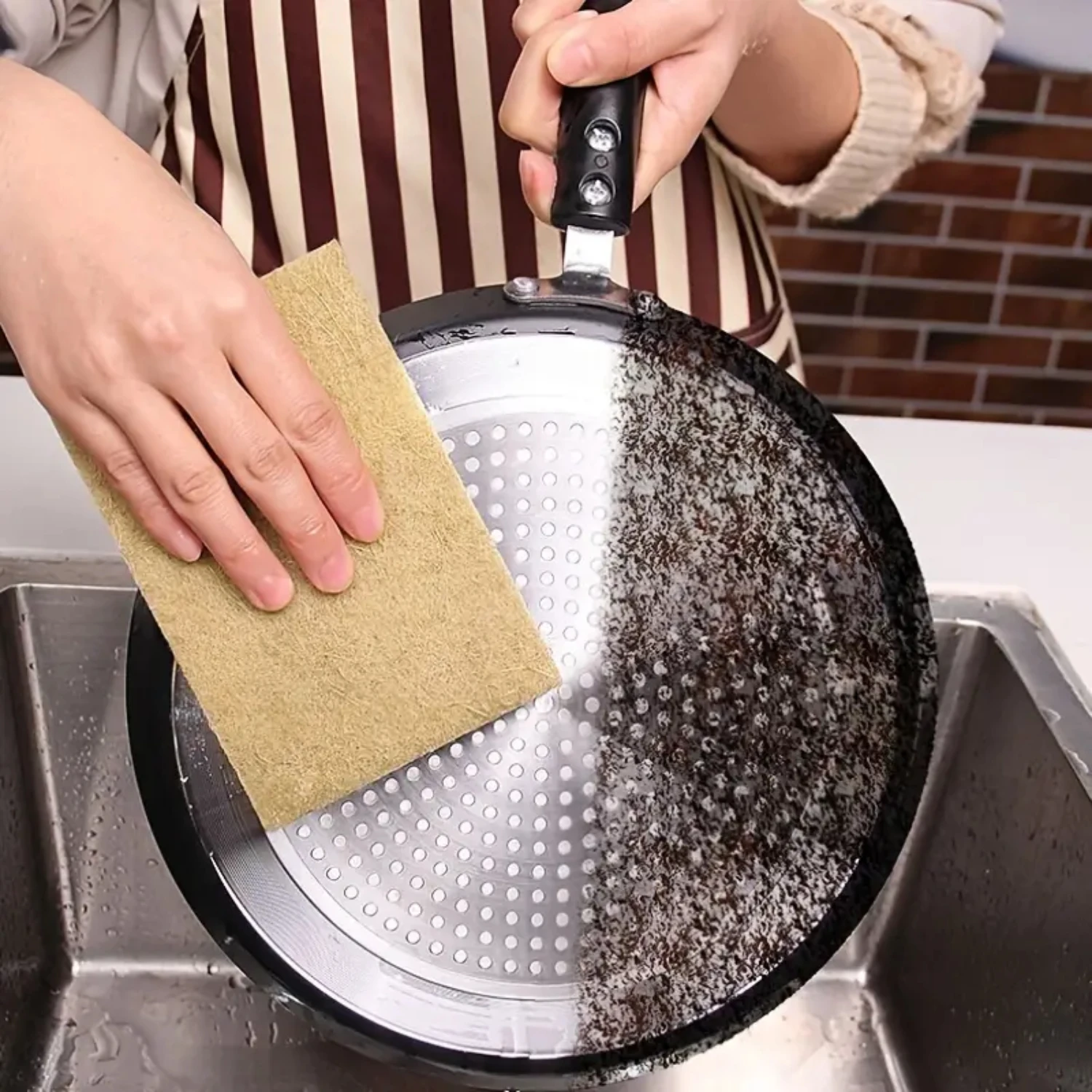 Esponjas de limpeza de sisal ecológicas - Pacote de 5/10, purificadores de cozinha sem arranhões para pratos, panelas e panelas - Coc biodegradável