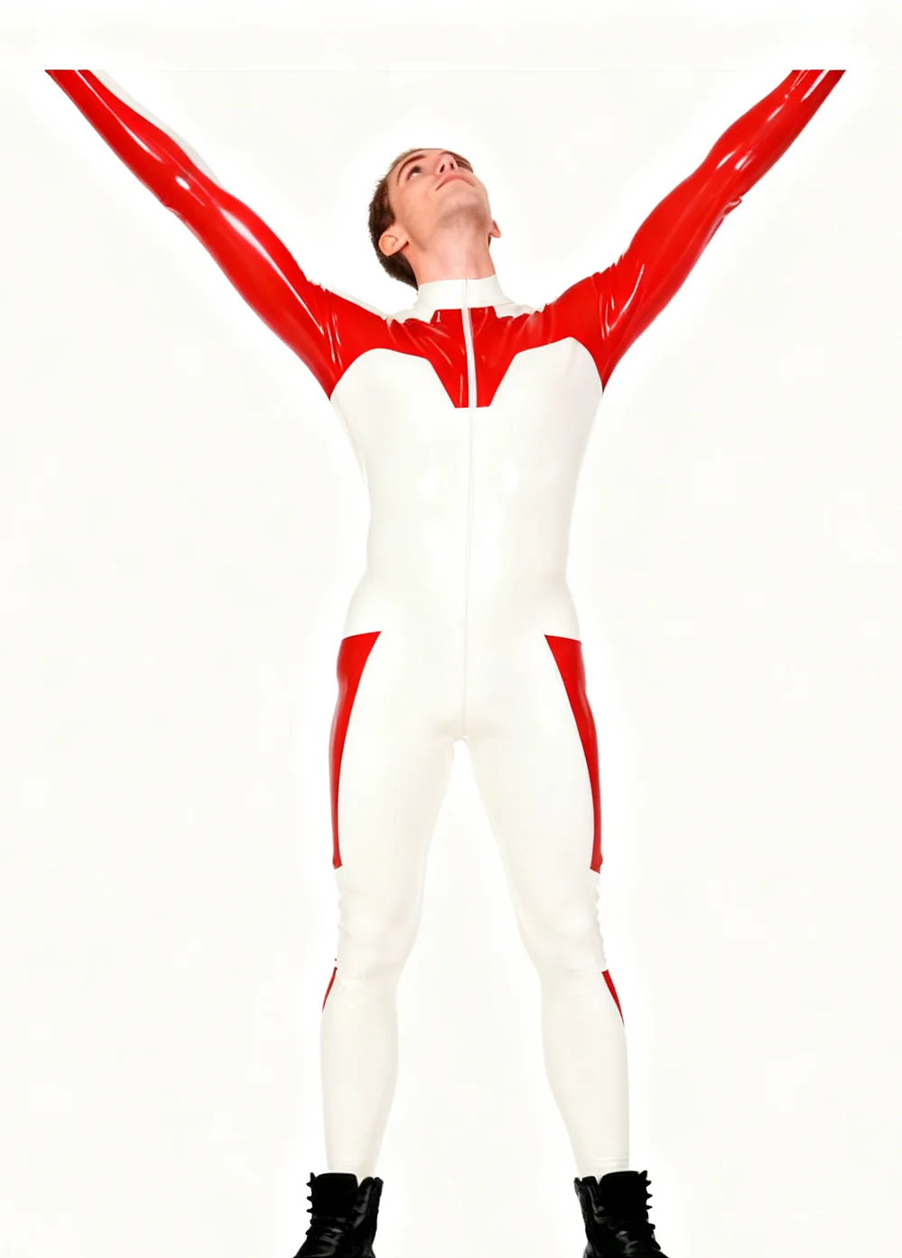 

100% Latex Catsuit Rubber Cosplay Bodysuit Costume Jumpsuit Front 3-way Zipper 0.4mm S-XXL