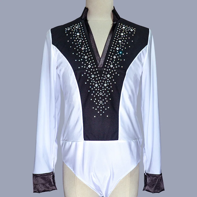 Latin Dance Top V-Neck Men Dance Shirt Ballroom Latin Dancing Clothes Professional Competition Dancewear