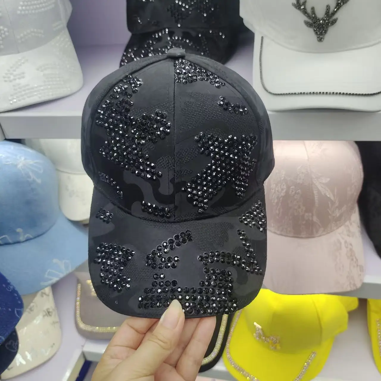 Neue Entenmütze für Herren und Damen, Frühling und Herbst, Outdoor-Freizeitmütze mit Diamanten, koreanische Version, Baseballkappe mit Schirm – Detail 4