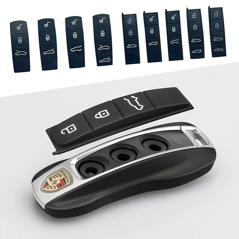 Coussinet en caoutchouc pour clé de voiture Porsche Panamera Cayenne Macan Taycan Boxster 718 911, remplacement des boutons de clé en silicone pour télécommande