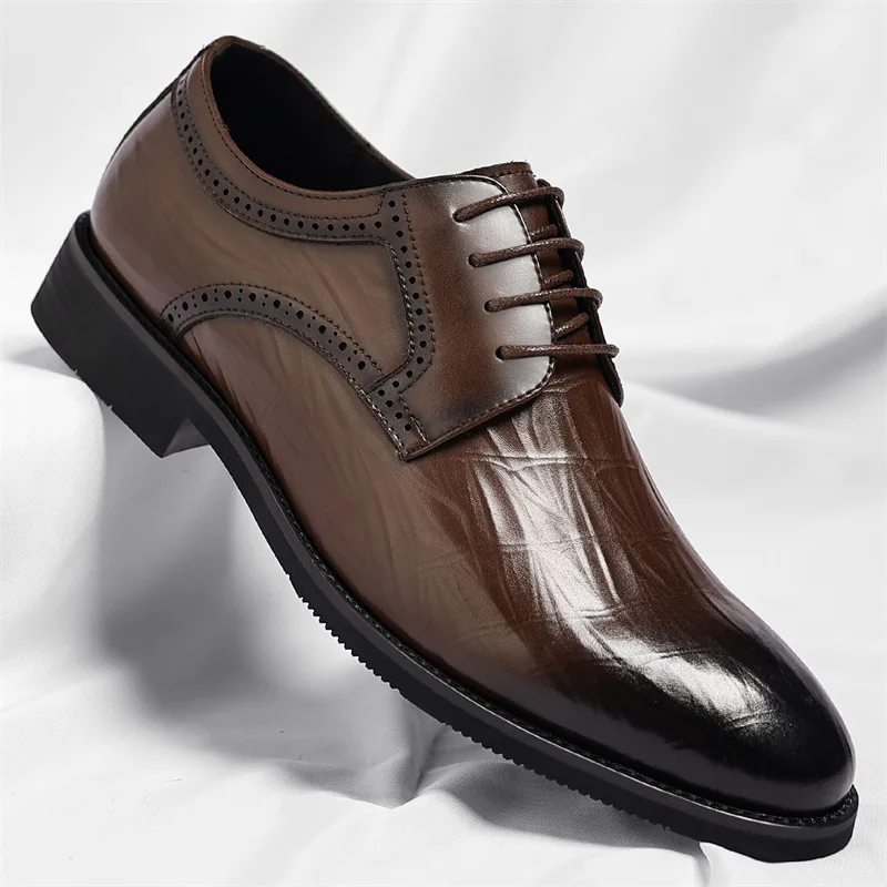 

Men's leather shoes, fashionable business formal shoes, trendy British gentleman's dress shoes