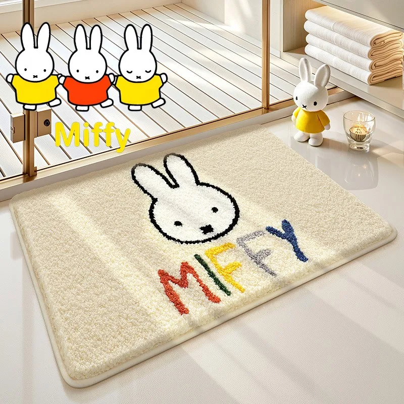 

Kawaii Miffy Floor Mat Cute Cartoon Miffy Bathroom Mat Home Use Strong Absorbent Cartoon Anti-Slip Mat Thick Jacquard Carpet