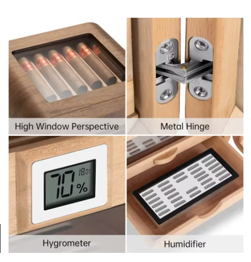 Cigar cabinet Mellow cedar wood Cigar moisturizer Fashion curved ebony light luxury mini small cigar cabinet 5 Drawers110 Sticks