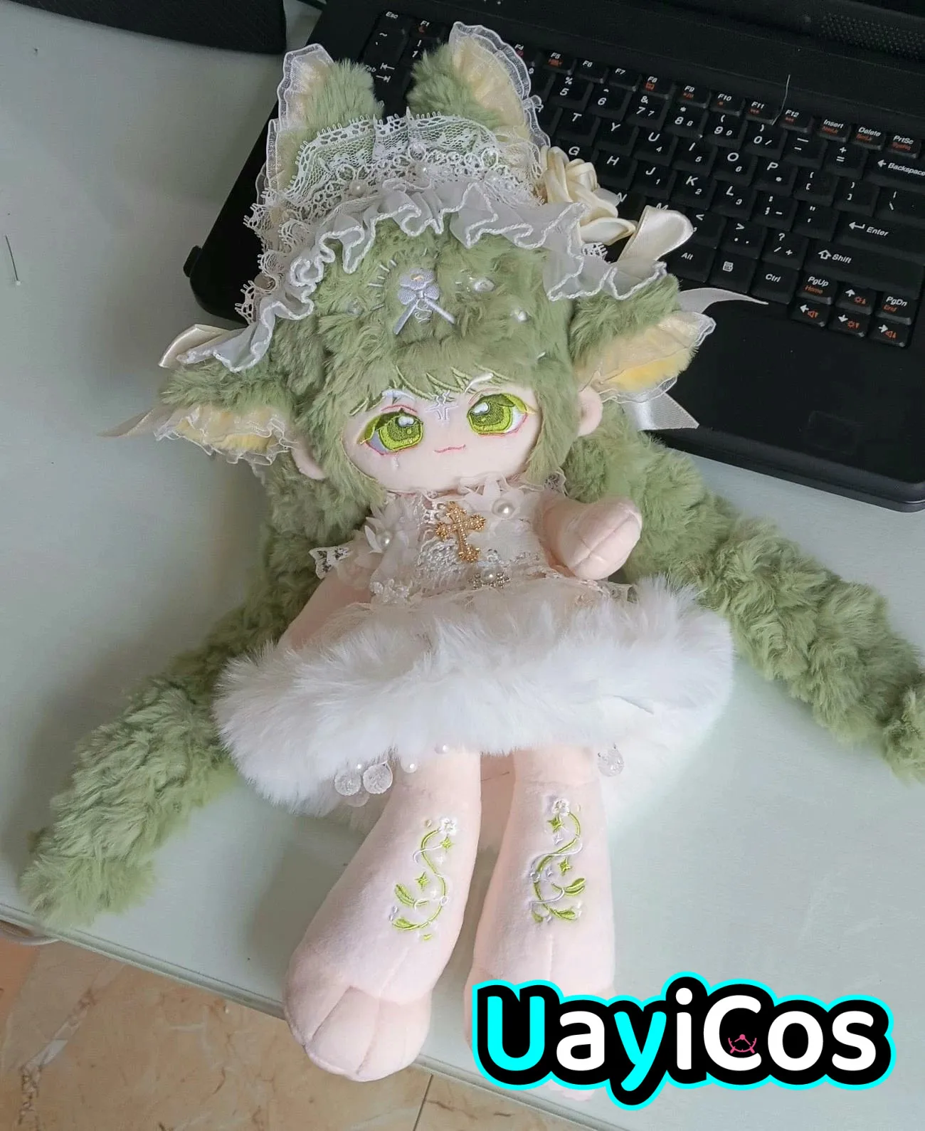 

Anime Angel Elf Monster zhu yi Cute Green Ear Hair Girl Stuffed 30cm Long Legs Plushies Plush Cotton Doll Body Toy For Kids Gif