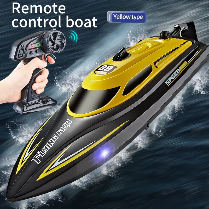 Bateau de course haute vitesse HJ812 25KM/H, bateau de compétition 2.4G avec lumière, démonstration automatique, bateau rapide RC, jouet, cadeau