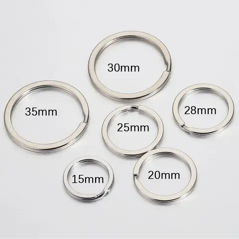 20pcs Stainless Steel Key Rings 20/25/28/30/35mm Round Flat Line Split Rings Keyring for Jewelry Making Keychain DIY Findings