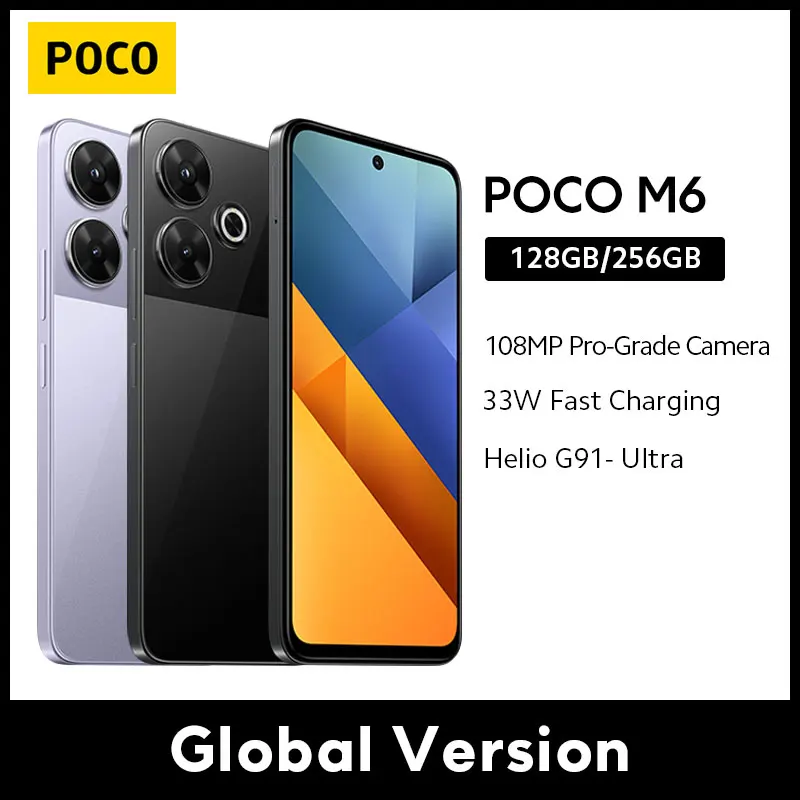 POCO M6 Global Version Smartphone MediaTek Helio G91 Ultra 6.79\'\' 90Hz Display 33W Fast Charging 5030mAh 108MP NFC