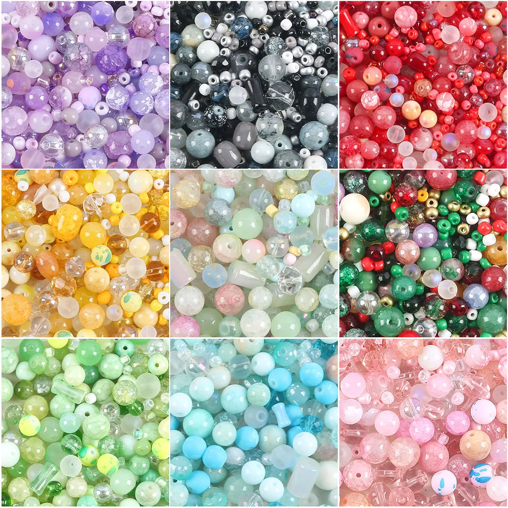 

20g Mixed Color Seedbead Irregular Crystal Glass Round Loose Spacer Beads for DIY Making Bracelet Charms Necklace Crafts Jewelry
