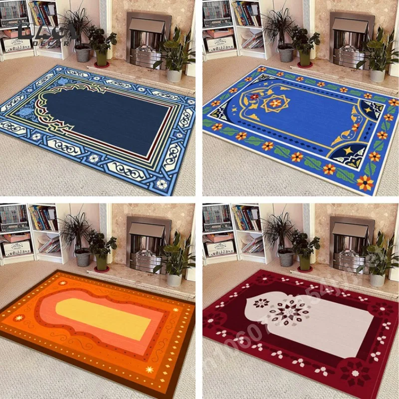 Ethnic Style Carpet for Praying Worship Home Decoration Living Room Sofa Area Rugs Muslim Lounge Bedroom Anti-Slip Floor Mats