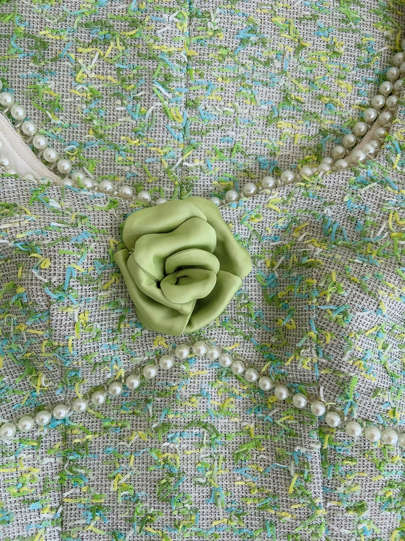 الرجعية الفاخرة اللؤلؤ تويد ساحة طوق Bal 3D زهرة الخصر cinched الراقية مساء الدكتور الكورية Sle سستة تنورة