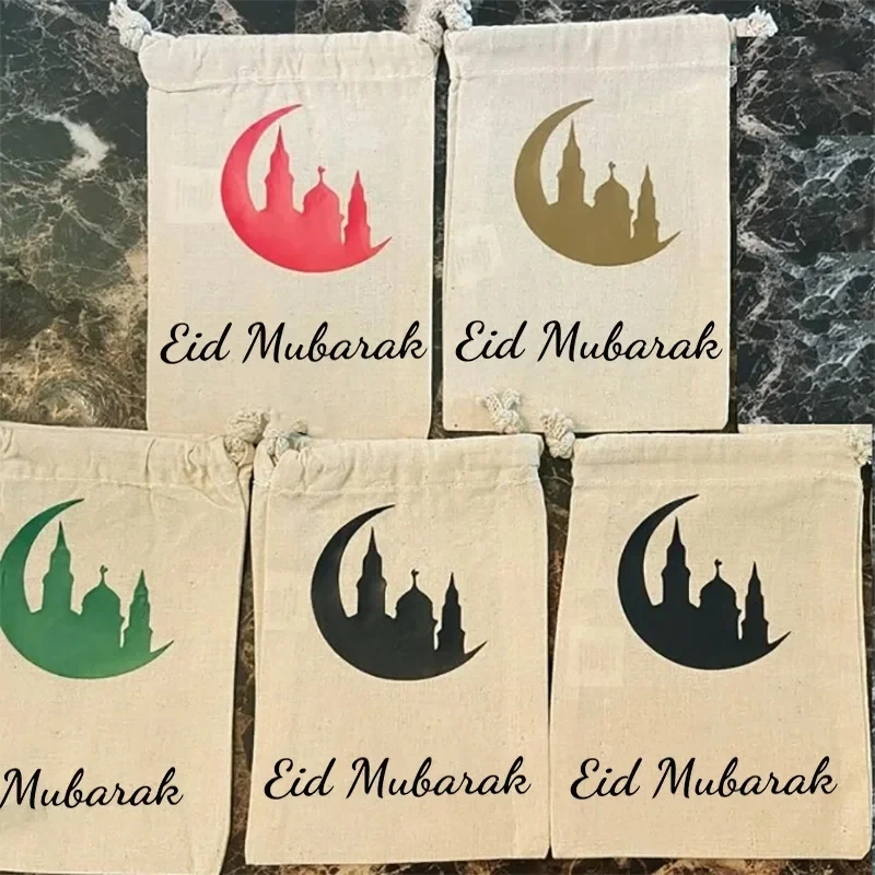 masjid mosque Ramadan Mubarak Eid al-Fitr Muslim Islamic Kareem home decoration children kid girl boy gift Money eidi Canvas bag