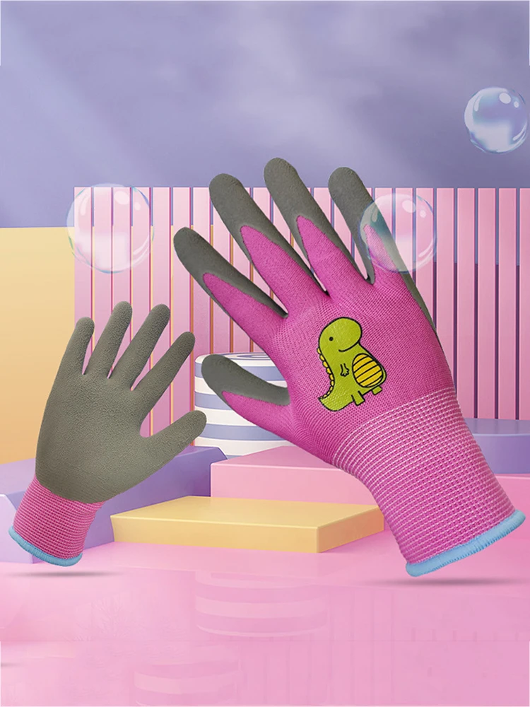 Garden Gloves for Kids Kids Gardening Gloves Bright Color Cute Pattern Non Slip Reduce Hand Fatigue Work Gloves Kids Work Gloves