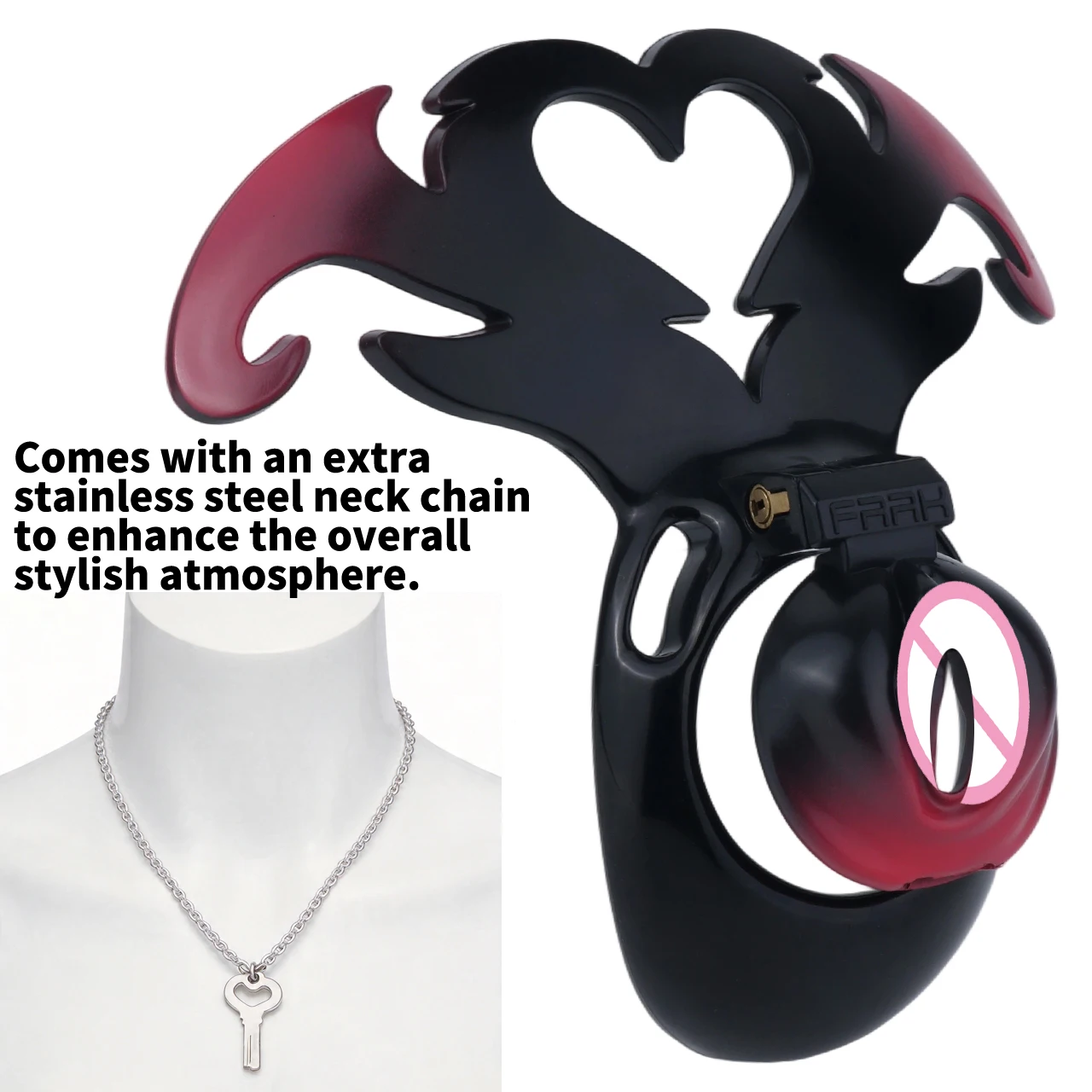 FRRK ABS Simulated Labia Chastity Cage Cross-dresser Wearable Abstinence Gear Loyalty Belt BDSM Adult Intimate Restraint Toy view 4