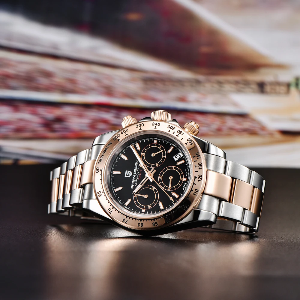 2026 PAGANI DESIGN Coffee Gold Men's Watches Luxury Mens Quartz Wrist Watch Men Stainless Steel Watch Men Chronograph New Japan