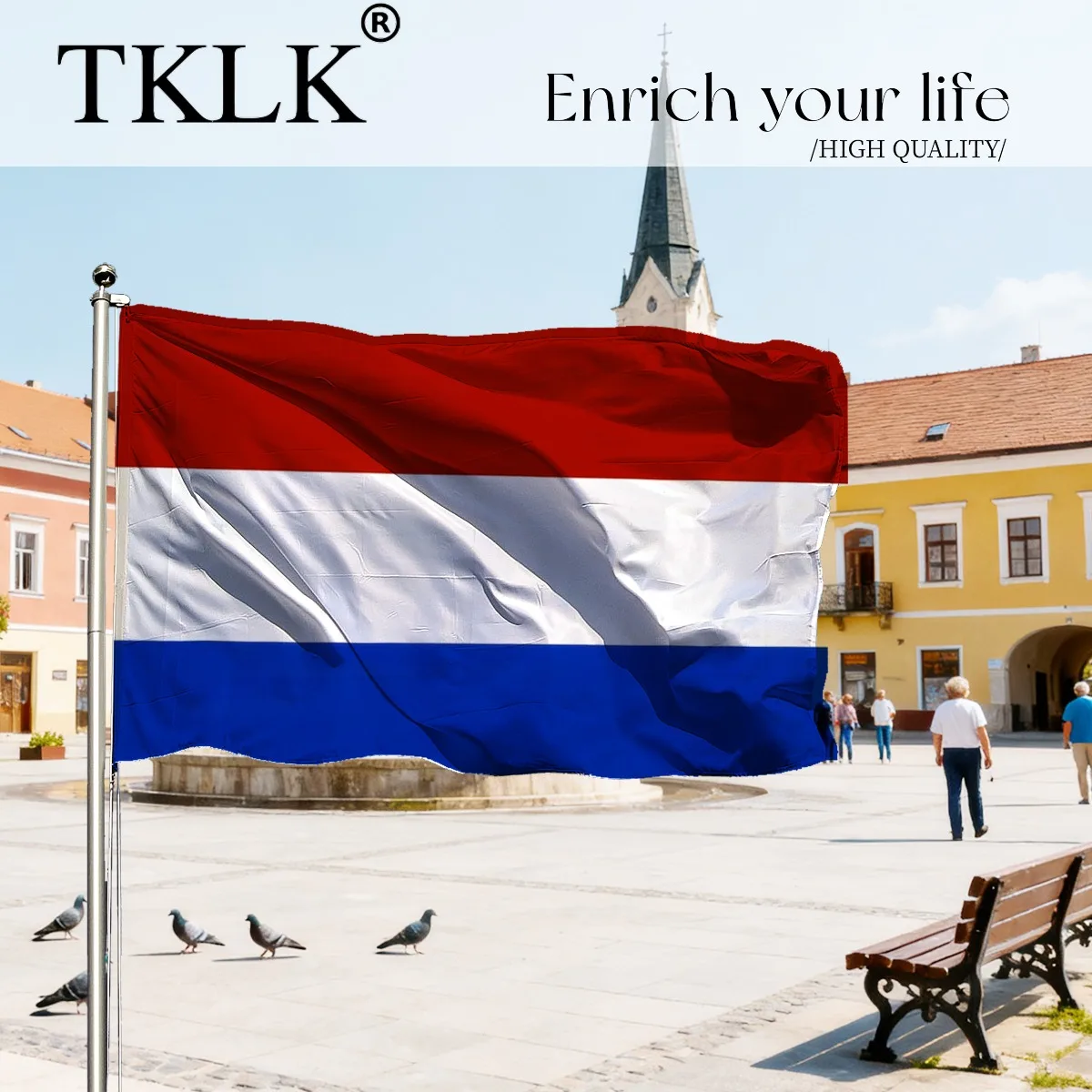 علم هولندا، 60x90 سم 90x150 سم 2x3FT 3X5Ft لافتة علم الدولة المتينة، بوليستر ممتاز لون نابض بالحياة