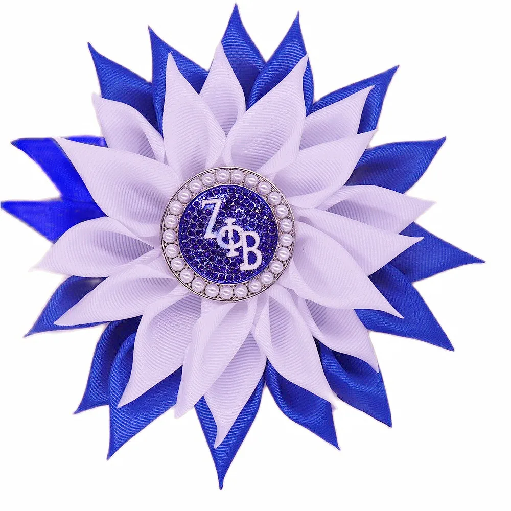 Broches de tela blanca y azul para mujer, alfiler ZOB, flor, sol, ramillete, ZETA, PHI, BETA