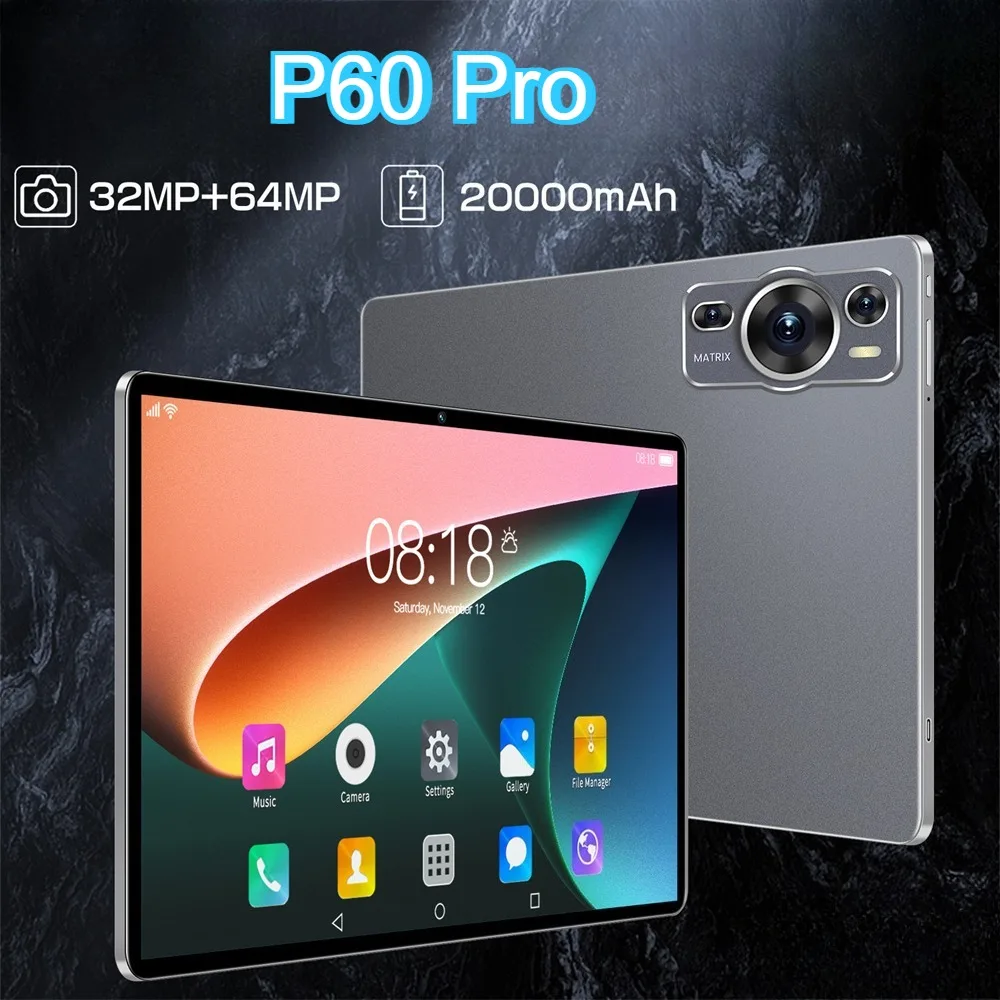 

2025 Новый планшет P60 Pro 4G 5G с двумя SIM-картами Android 14 Tab 16 ГБ + 1 ТБ 20000 мАч Tablet Global Versio 12 дюймов Детский планшетный ПК
