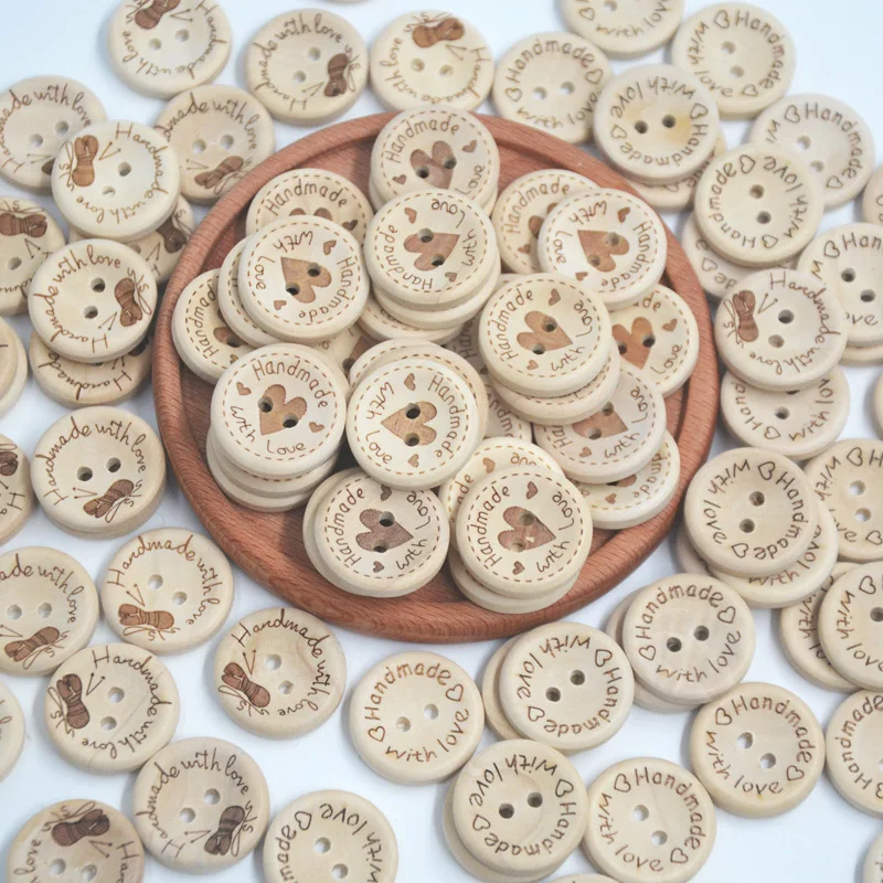 50pcs 2 Holes Natural Wooden Buttons for Clothes Decorative Button Diy Handmade 2 Eyelets Bottons Sewing Accessories3