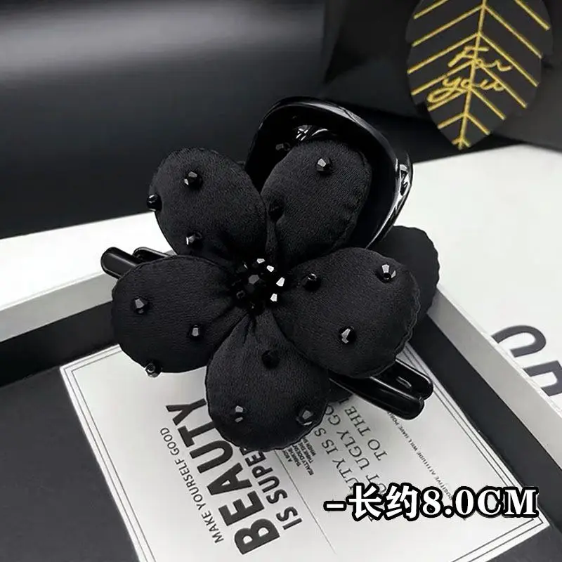 8CM MINI Premium 2025 New Black Strawberry Heart Shaped Flower High Ponytail Disc Hair Shark Clip Headgear Girl Hair Accessoires