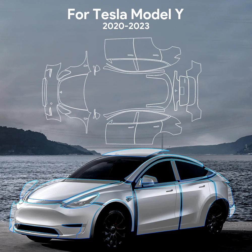 

For Tesla Model Y 2020 2021 2022 2023 2024 TPU Scratch Resistant Car Paint Protection Film Clear Bra PPF Decal Kit Accessories