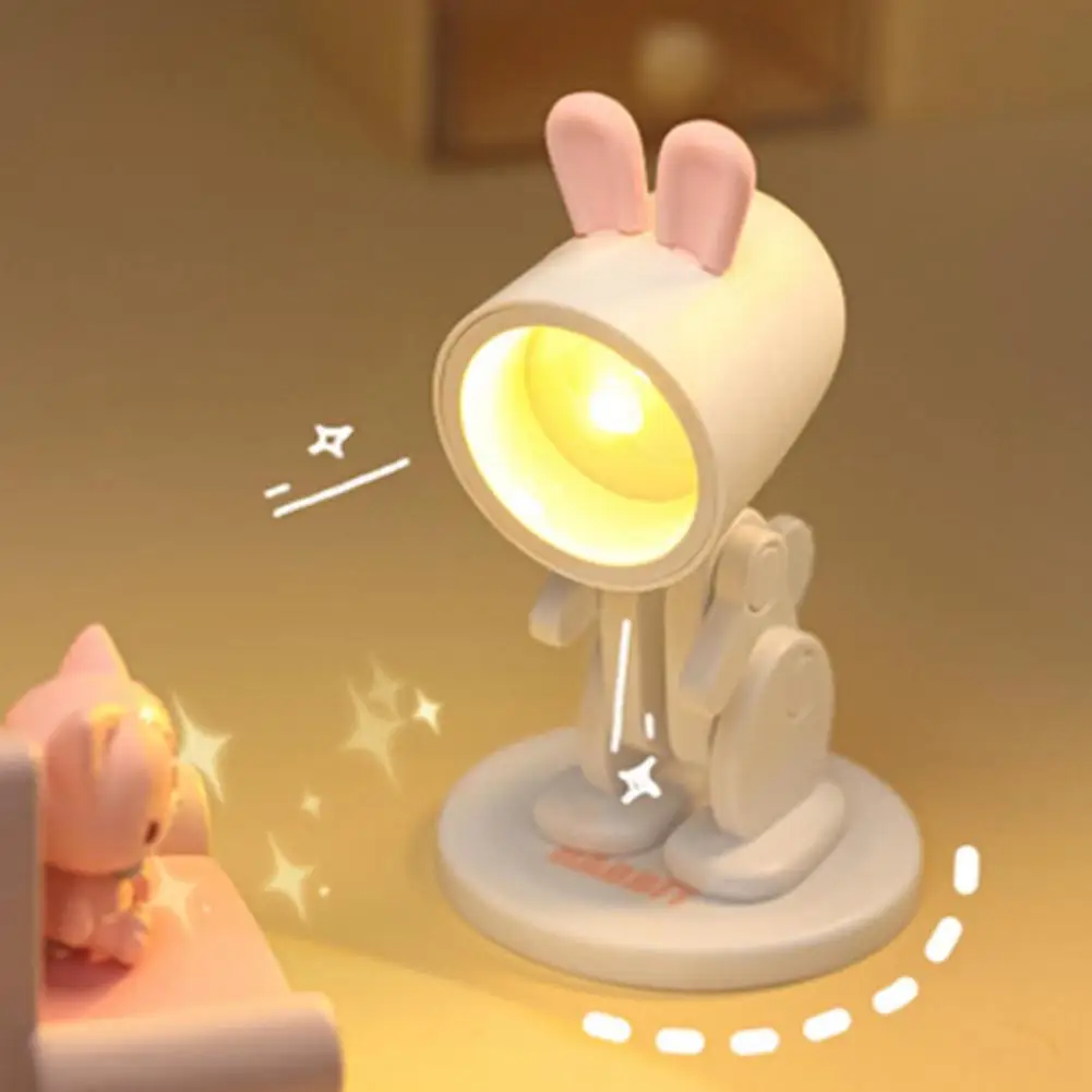 Mini LED Night Light Cartoon Rabbit Folding Table Lamp Kawaii Reading Light Student Lamp Detachable Magnetic Base Desktop Lamp