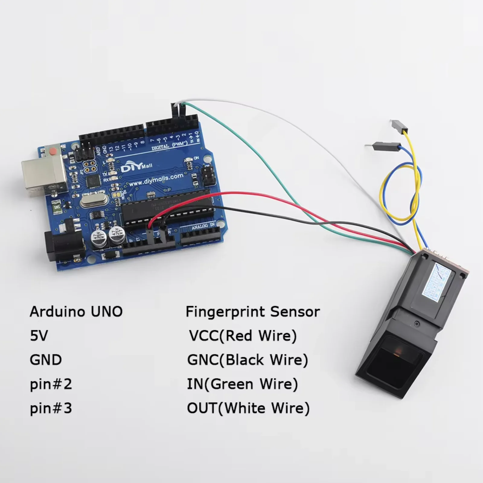 وحدة استشعار بصمات الأصابع الضوئية AS608 للضوء الأخضر لاردوينو/STM32/AVR مع شريحة DSP وتخزين 240 قوالب
