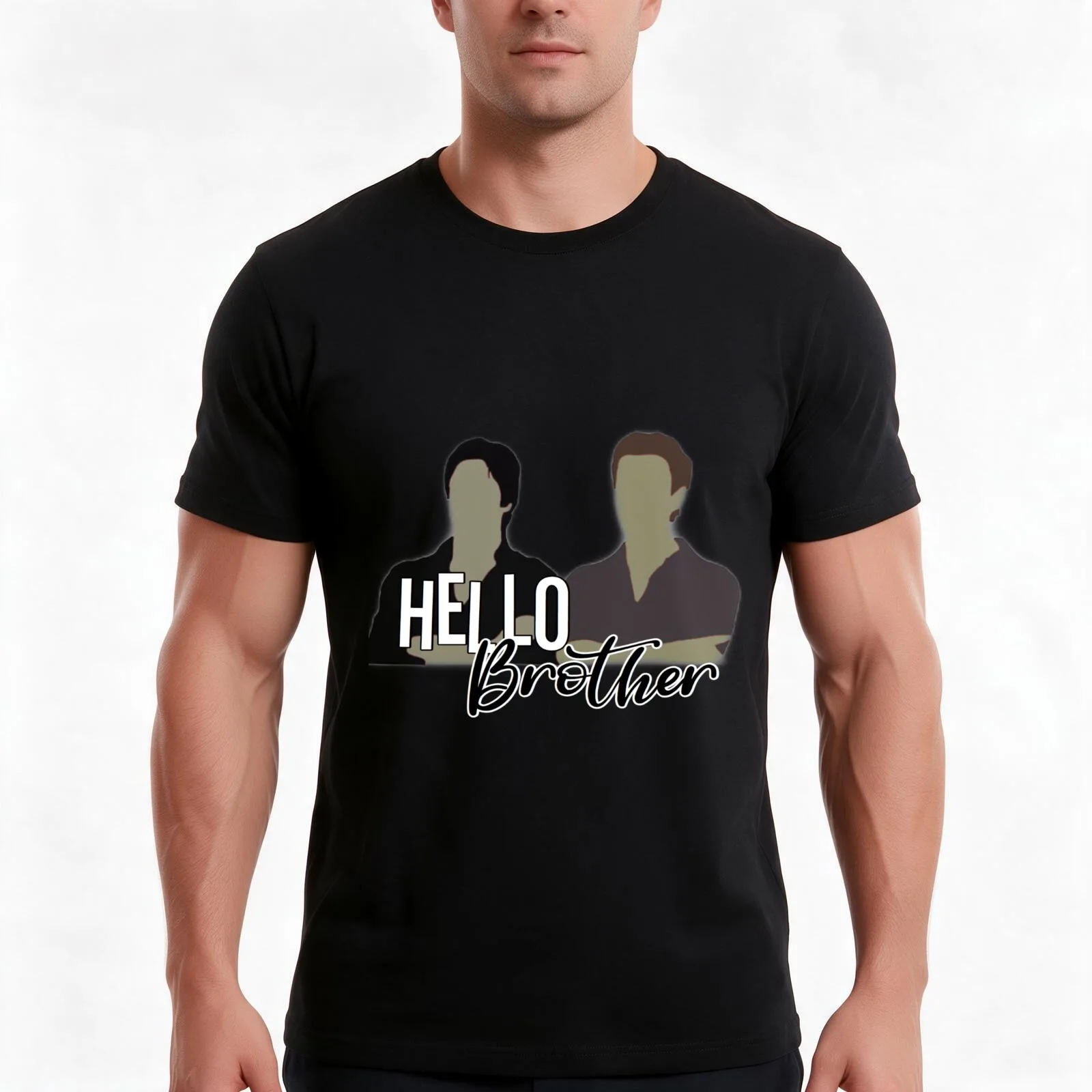 Hello brother Damon Salvatore T-Shirt, Summer Casual Cotton Tee, Oversized Streetwear Tops, Vintage Graphic Print, 100% Cotton