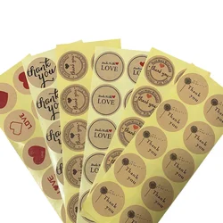 100PCS/lot Round Vintage Kraft Label Sticker Thank you DIY Multifunction Adhesive Packaging Sealing Label Sticker Gift Stickers