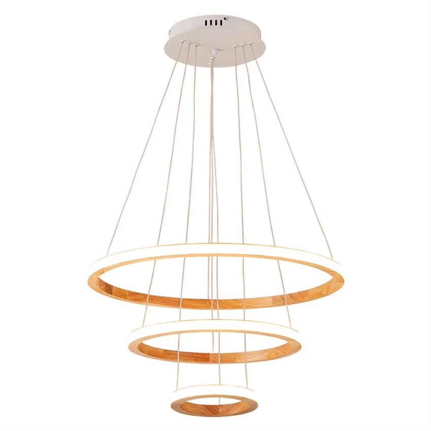 Japanese style circle wood LED dimming chandeliers lights living room retro Nordic modern restaurant pendant lamps fixtures
