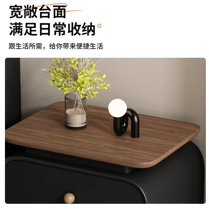 Medieval, cream style, all solid wood bedside table, minimalist