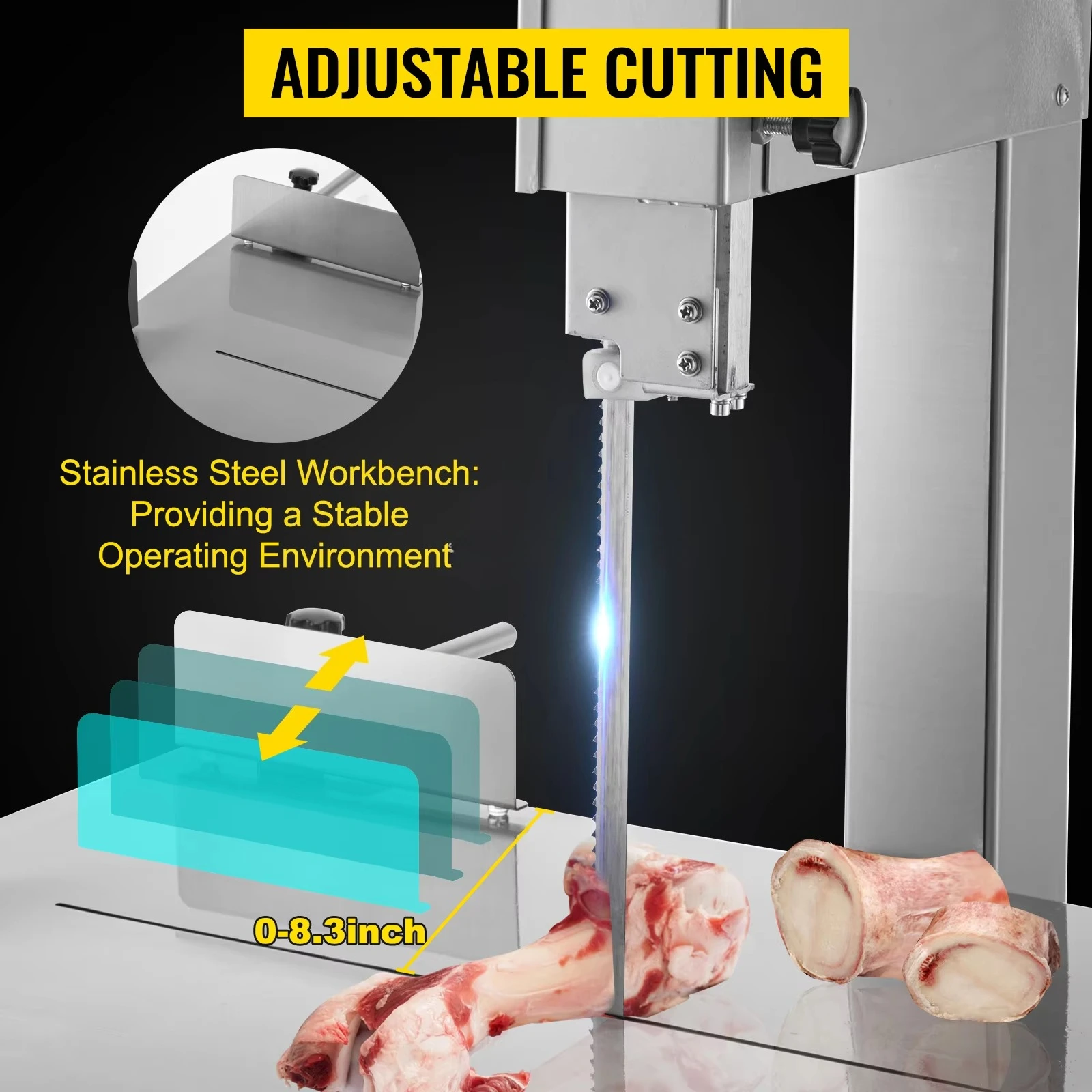 منشار اللحم التجاري 2 في 1 مفرمة اللحم الكهربائية آلة قطع العظام من الفولاذ المقاوم للصدأ
