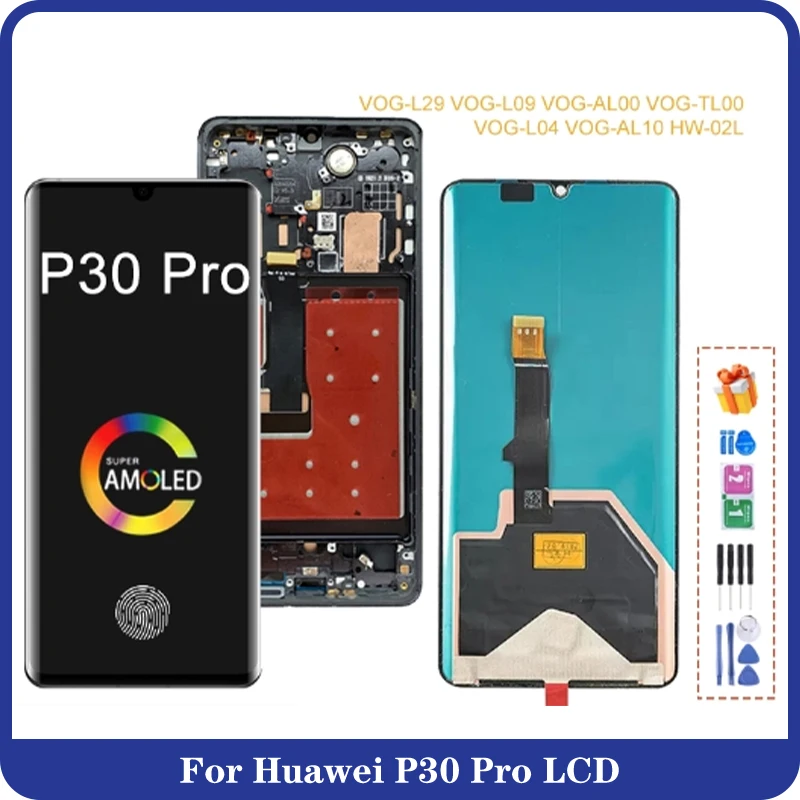 

A+++ OLED 6.47'' Replacement For Huawei P30 Pro LCD Display Touch Screen VOG-L29, VOG-L09, VOG-AL00 with Back Glass