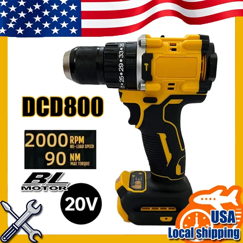 

DCD800 2000RPM Cordless Impact Drill 1/2 Inch Brushless Electric Screwdriver Lithium Electric Tool For Dewalt 20V Battery