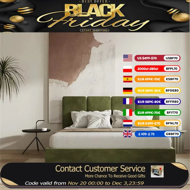 

Gray Modern Velvet Bed Bedroom Luxury Queen Designer King Size Double Beds Headboards Loft Adults Cama De Casal Home Furniture