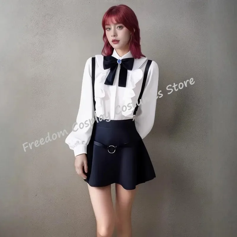 DY2025Alina Clover تأثيري حلي شعر مستعار أنيمي نقابة الاستقبال سولو بوس JK دعوى قميص أبيض تنورة سوداء الانحناء للنساء الفتيات P