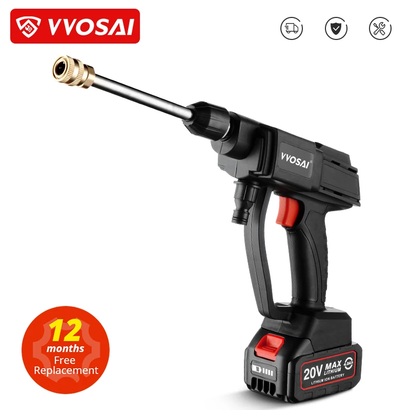 VVOSAI 20V Electric Car Washer Gun Wireless High Pressure Cleaner Foam Multi-function Nozzle Protable Car Wash Garden Spray