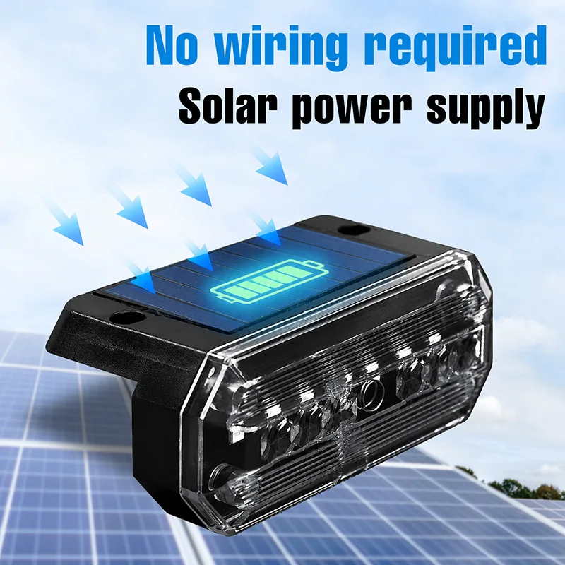 Solar Powered Car Warning Light, Side Marker Light, Light & Vibration Sensor Safety Lamp for Trucks, Auto Anti-Collision Light