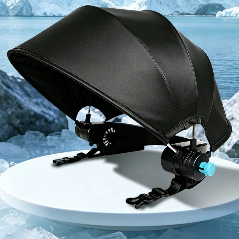 Wearable Foldable Umbrella Fan, Portable Backpack Sun Shade with 3-Speed Fan, Lightweight Rechargeable Cooling Cap for Outdoor