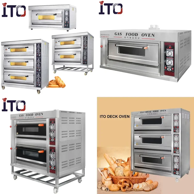 Commercial Electric Gas Pizza Baking Oven 1 2 3 Deck Bread Cake Machinery Other Snack Makers Baking Equipment