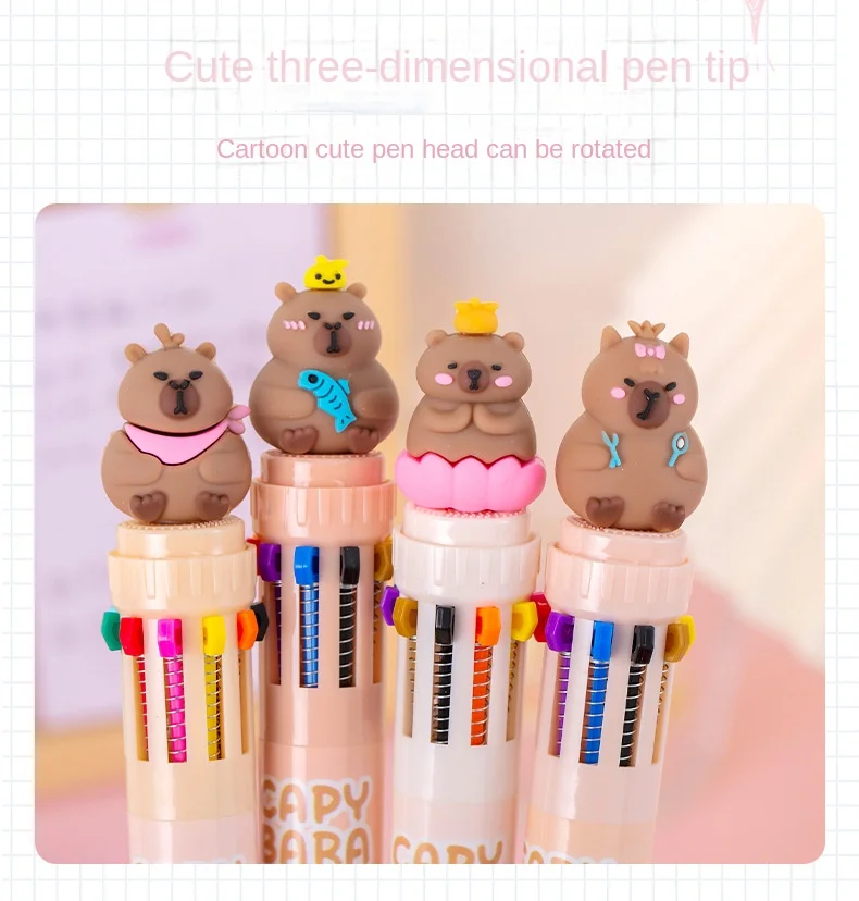 24-Pack Creative Capybara Animal Ten-Color Ballpoint Pens As Perfect Gifts for Friends and Family