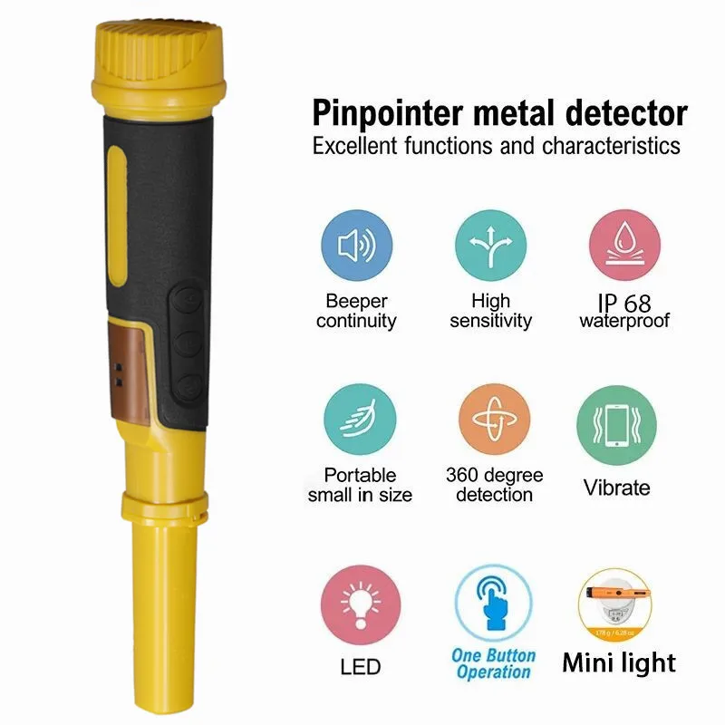 IP68 Pinpointer Tahan Air Penuh Menyelam Pulsa Bawah Air 2 Dalam 1 Detektor Logam Pemburu Pencari Harta Karun Pencari Logam Genggam